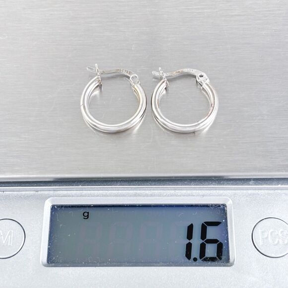 Vintage Sterling Silver 925 1.5cm Classic Hoop Earrings - Picture 5 of 6